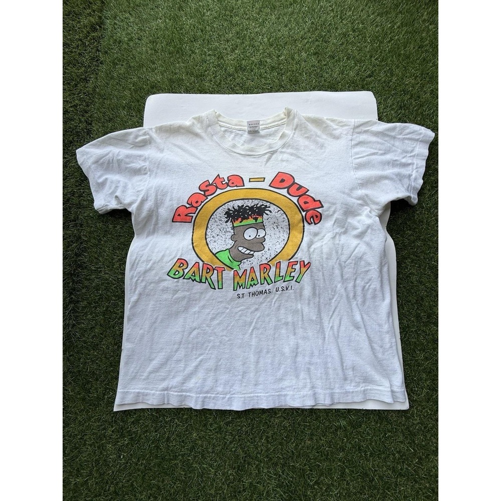 Vintage 80's Bart Simpson Single Stitch T-Shirt Rasta Bart Marley